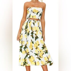 Two-Piece Skirt Set with Lemon Design